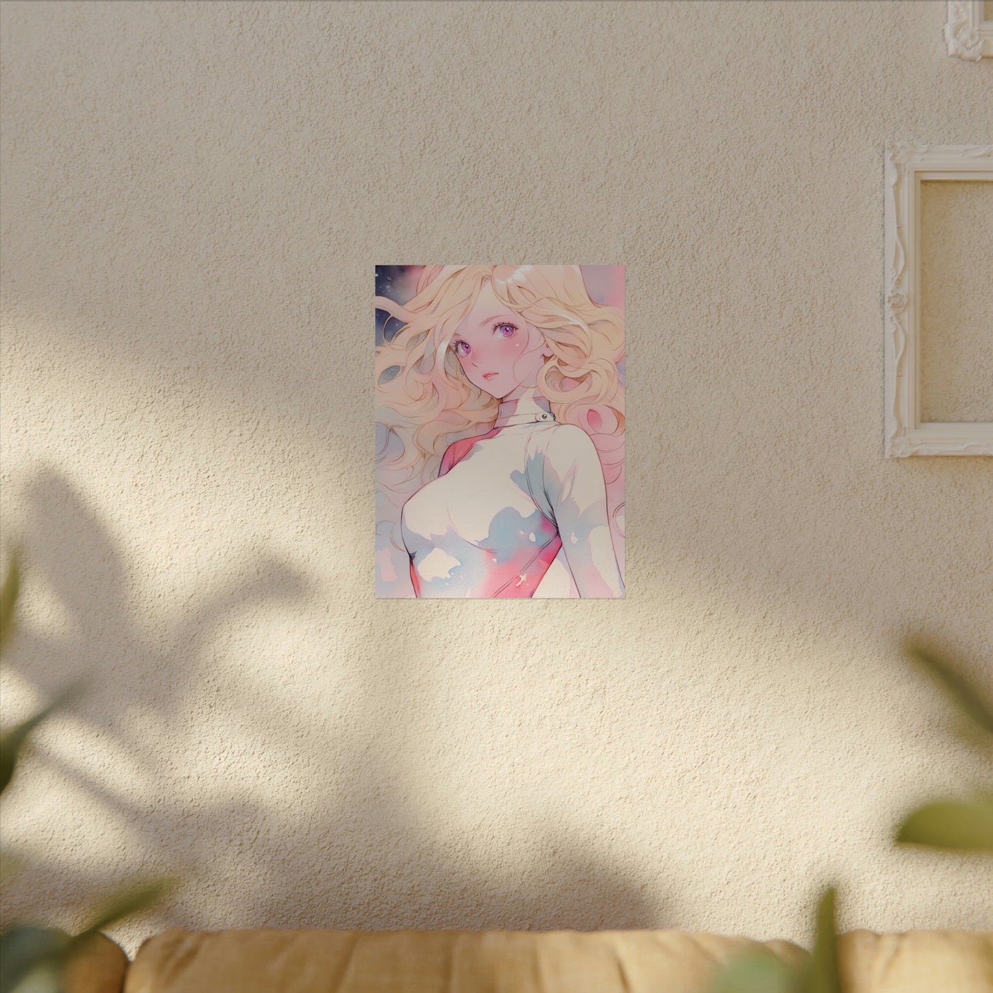White Fire Goddess - Anime Girl Watercolor Poster