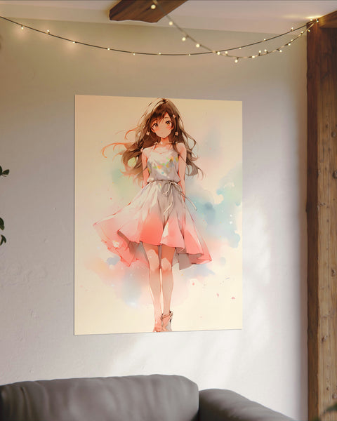 Carnation Pink - Anime Watercolor Poster