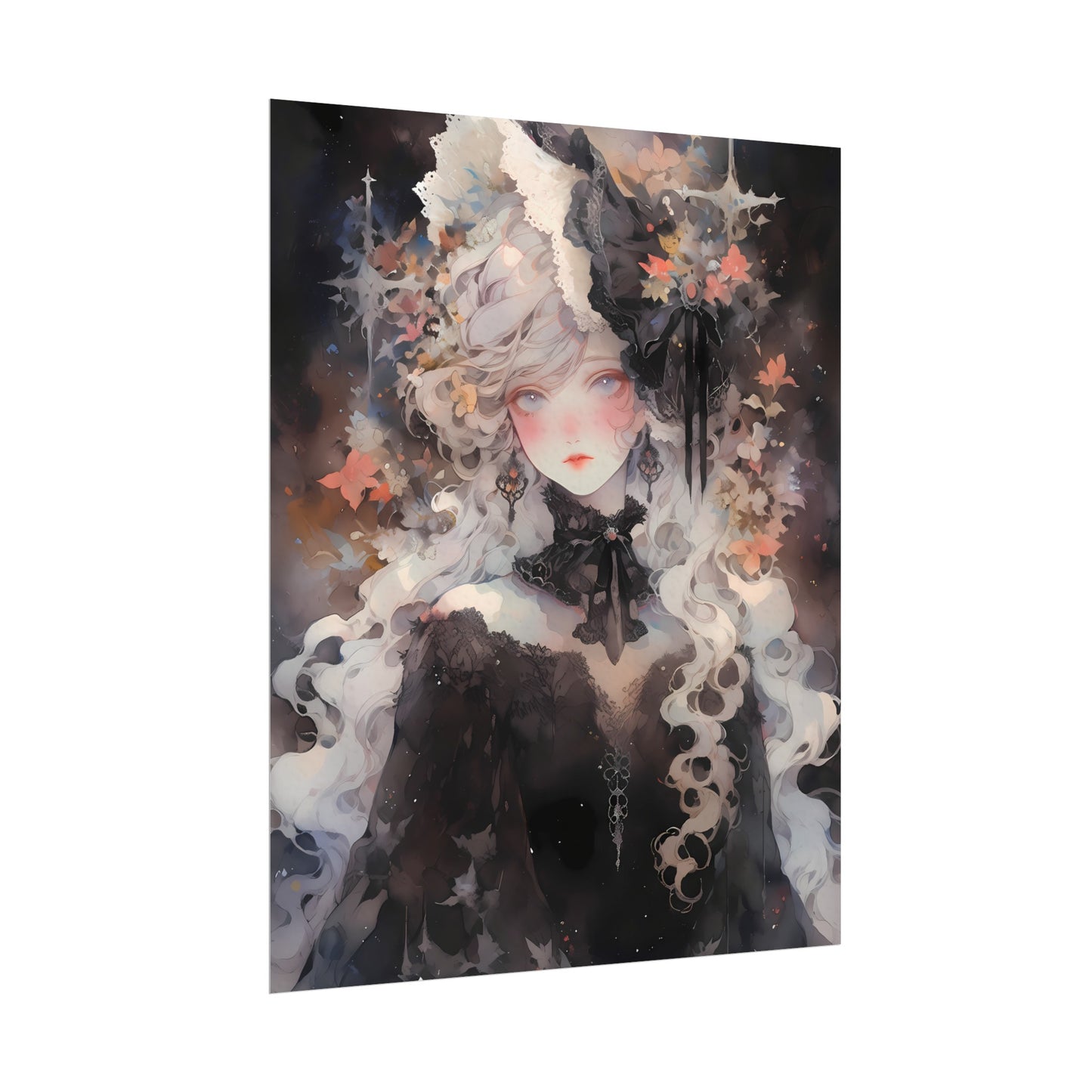 Priestess of Fortune - Watercolor Gothic Anime Poster