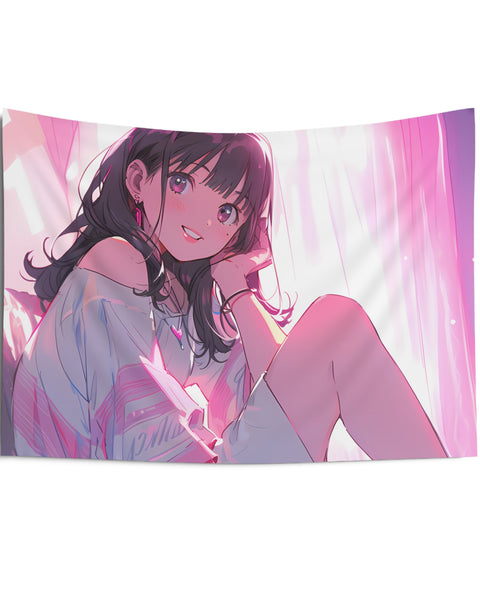 Heart Space - Anime Girl Tapestry
