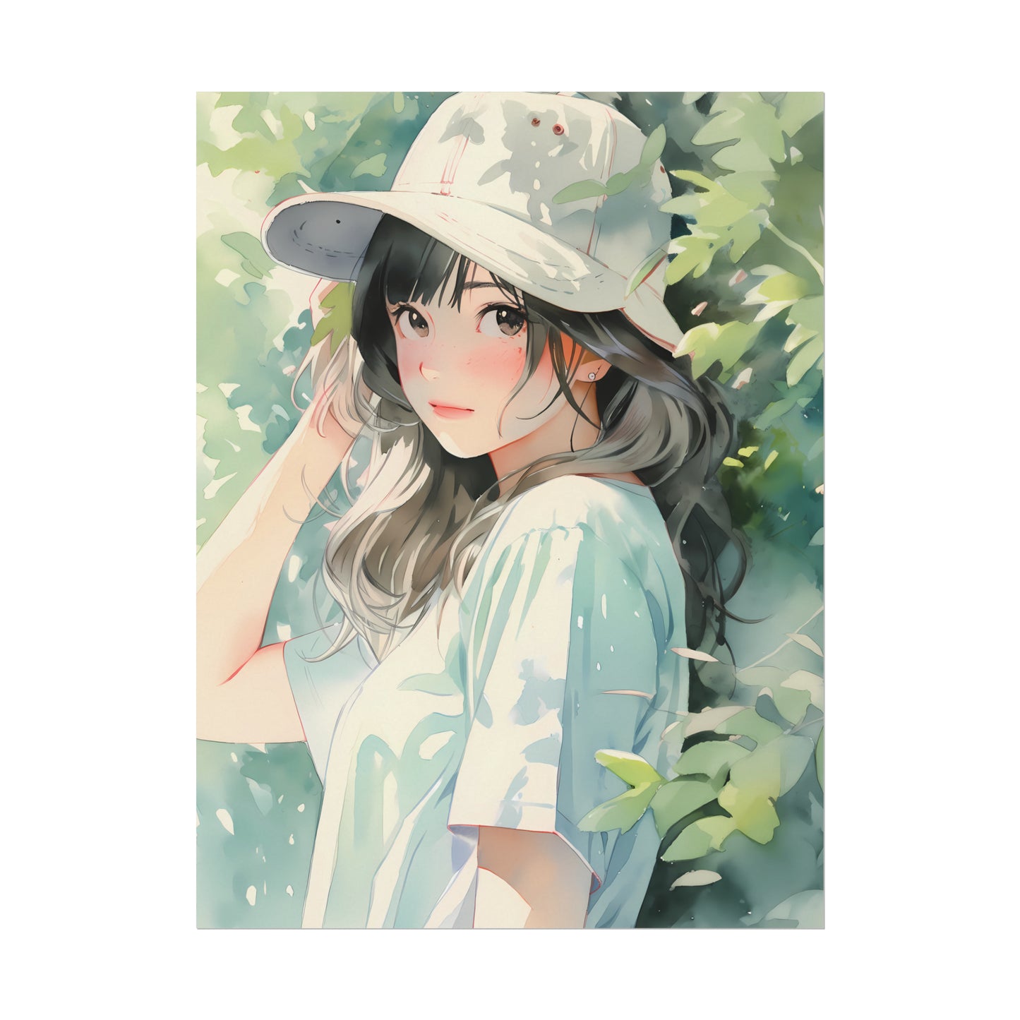 Walk With Me - Watercolor Anime Girl Poster