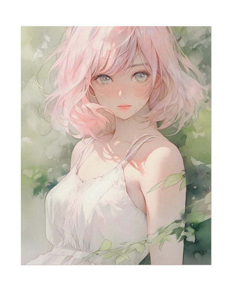 Spring Siren - Anime Girl Watercolor Poster