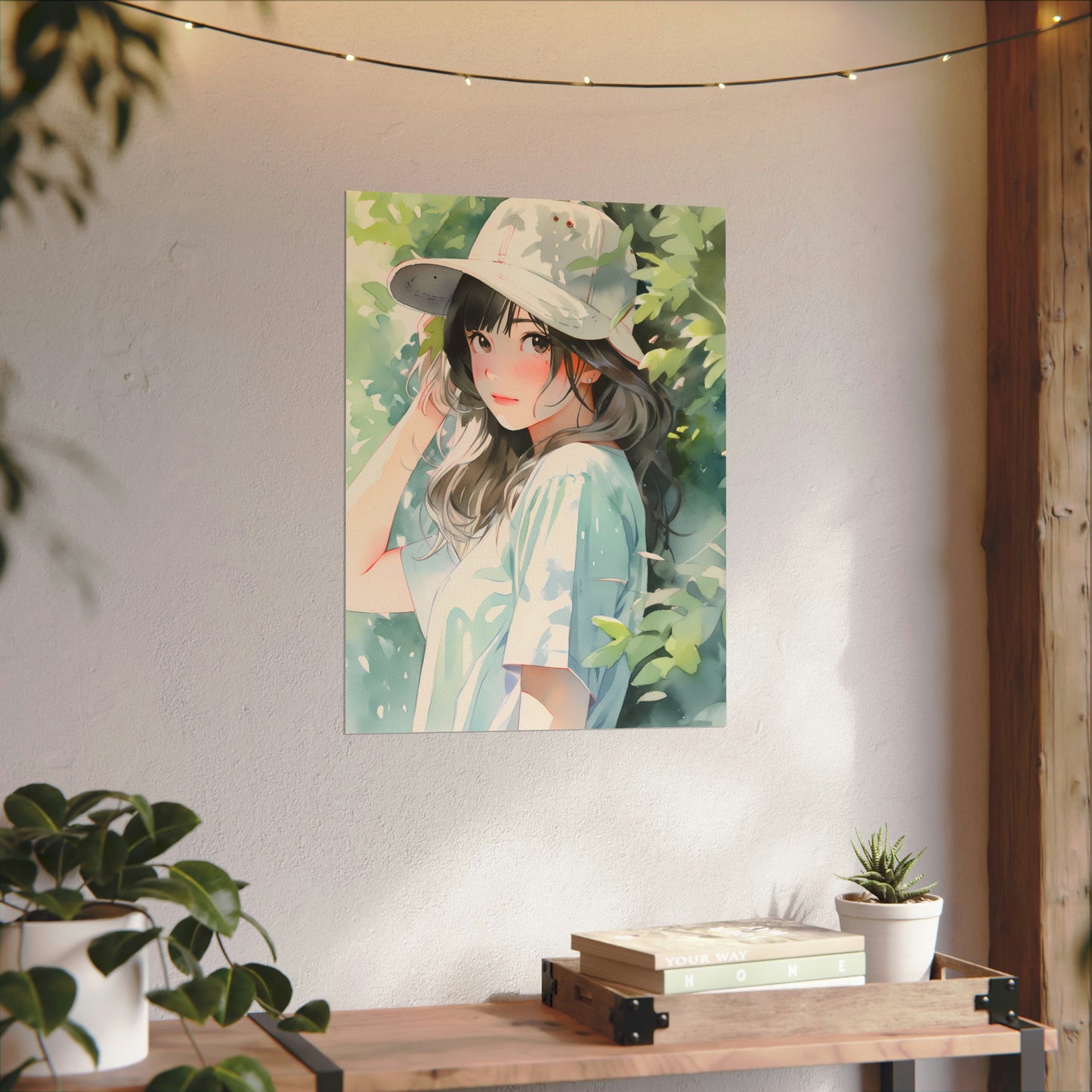 Walk With Me - Watercolor Anime Girl Poster