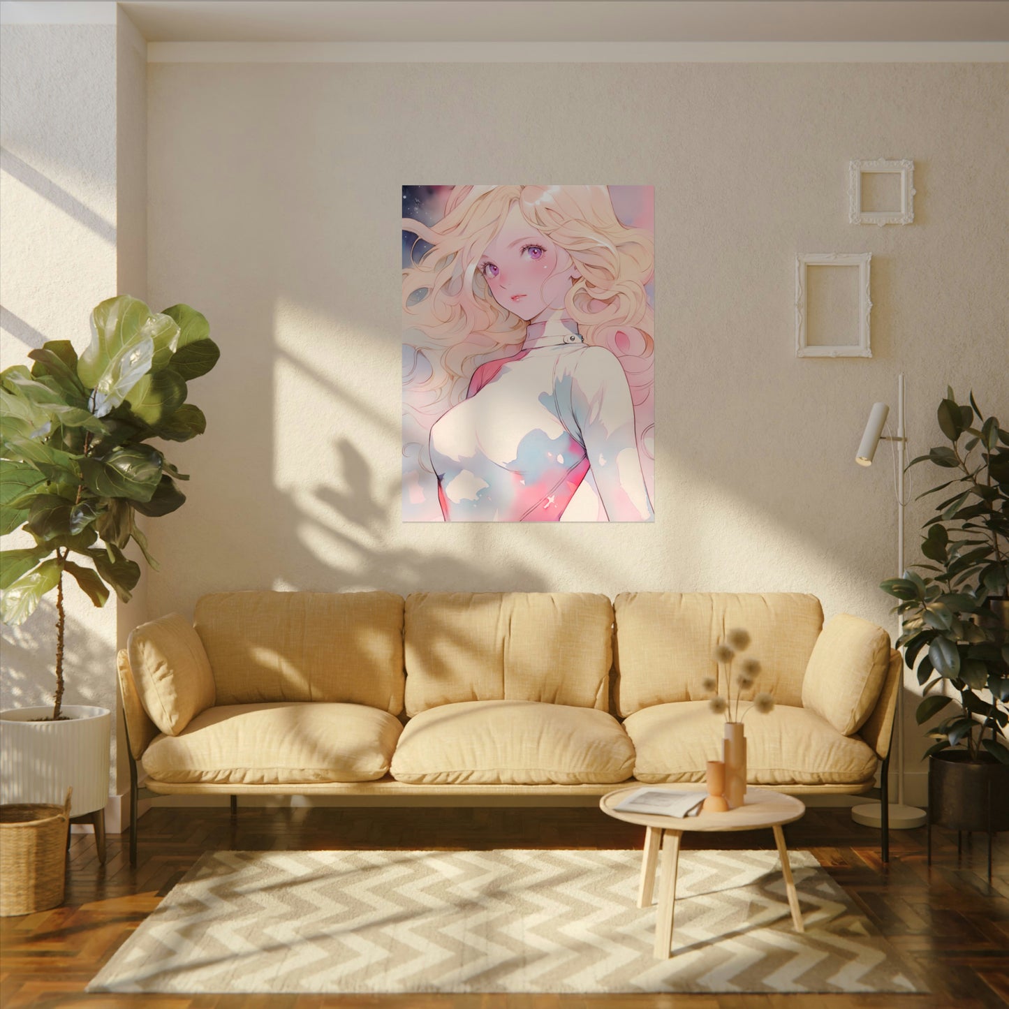 White Fire Goddess - Anime Girl Watercolor Poster