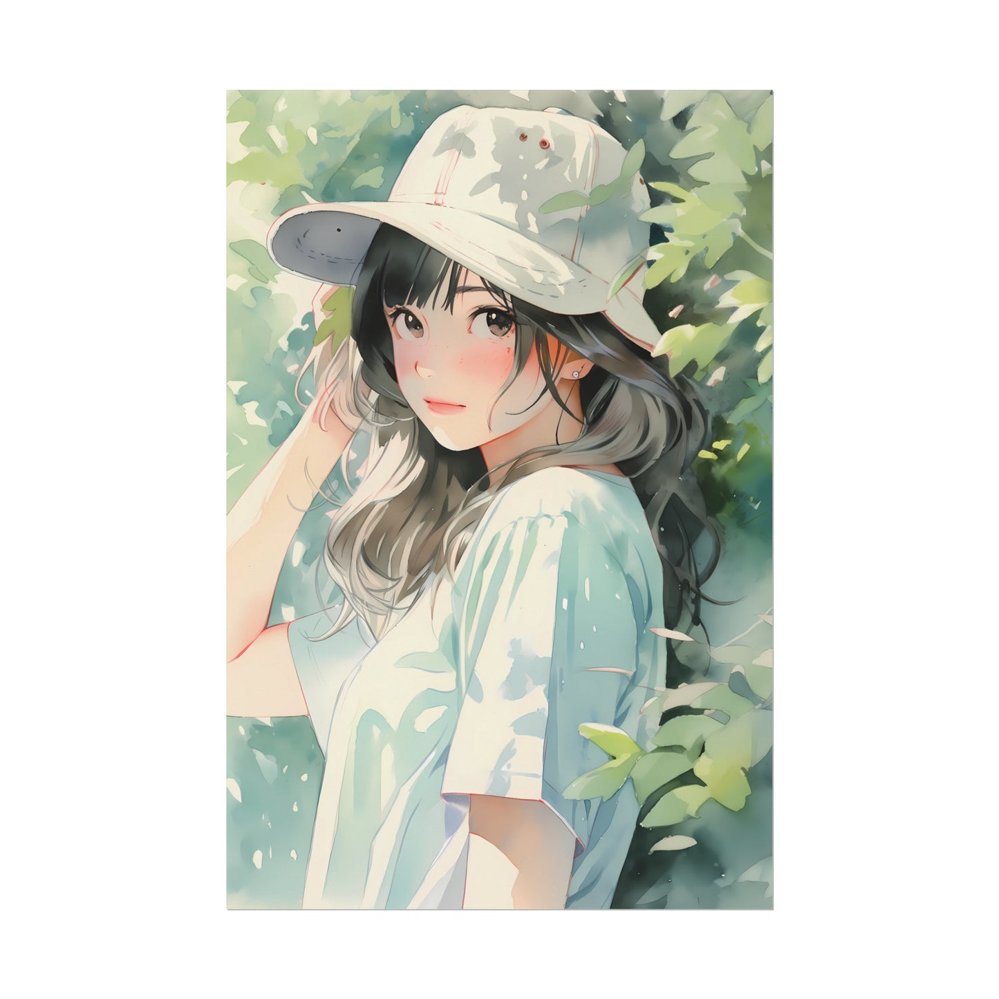 Walk With Me - Watercolor Anime Girl Poster