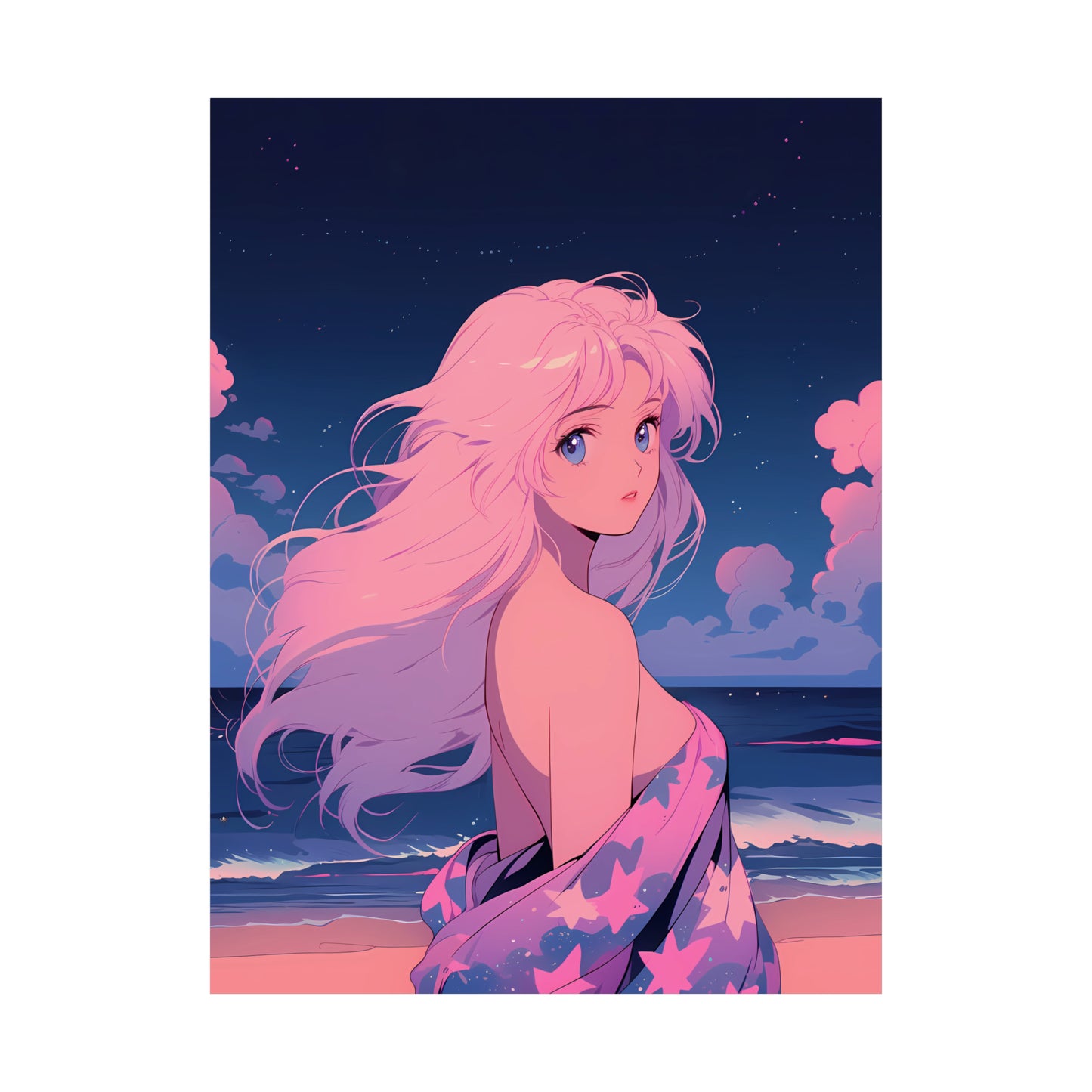 Secrets Under Stars - Retro Anime Poster