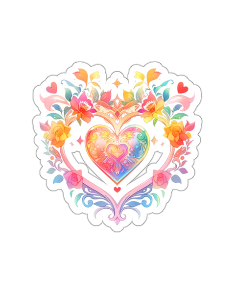 Heart Circle Prism Die-Cut Aesthetic Sticker