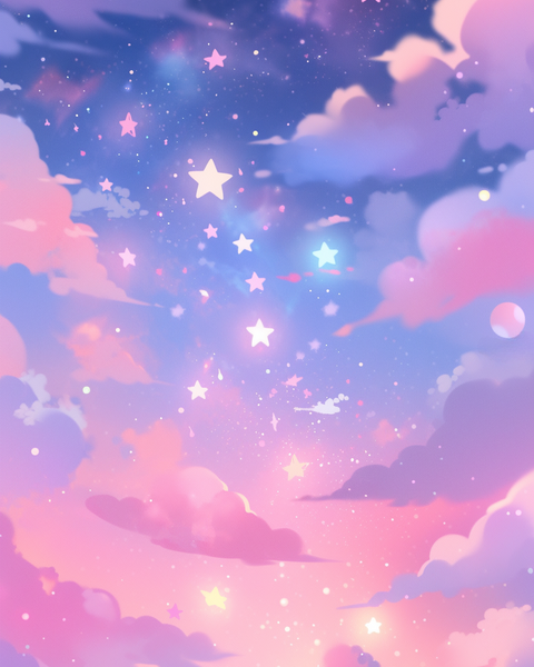 Starry Sunset Pink Gradient iPhone Wallpaper
