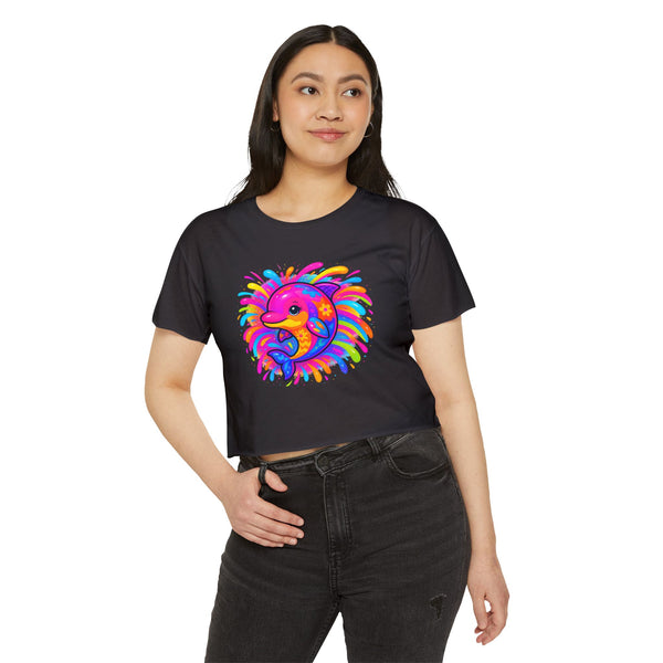 Painted Dolphin Summer Crop Top Tee