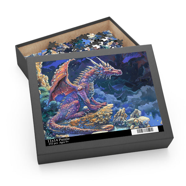 Jigsaw puzzle box with a gemstone dragon illustration on the cover