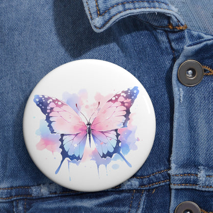 Painted Pastel Butterfly Button Pin