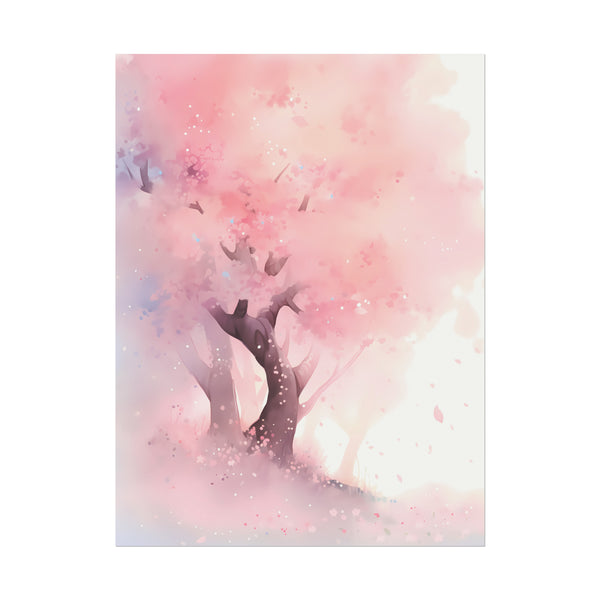 Cherry Blossom Hillside - Anime Watercolor Poster