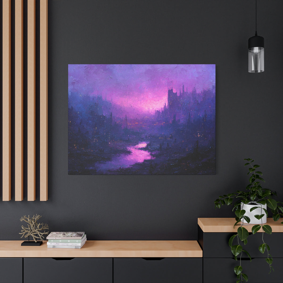 Violet City - Textured Fantasy Wall Art