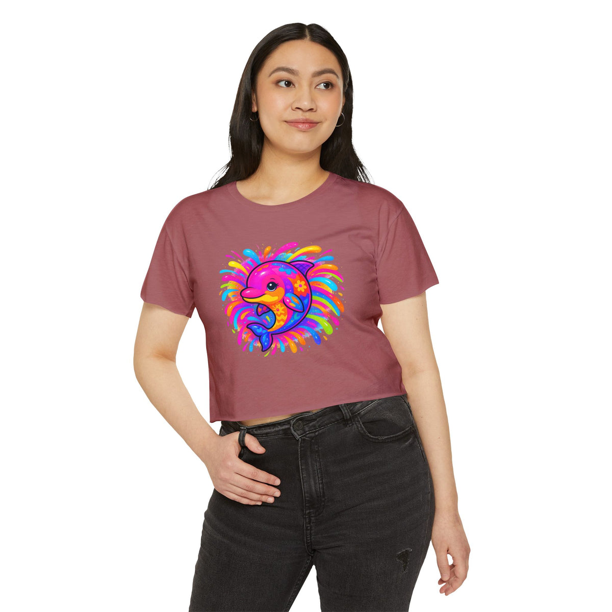 Painted Dolphin Summer Crop Top Tee