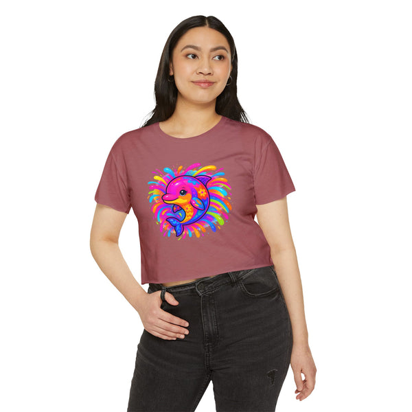 Painted Dolphin Summer Crop Top Tee