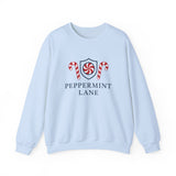 Light blue sweatshirt with 'Peppermint Lane' design on a white background