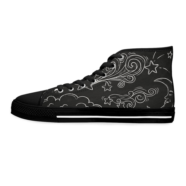 Night Sky Scribbles - Cute High-Top Sneakers