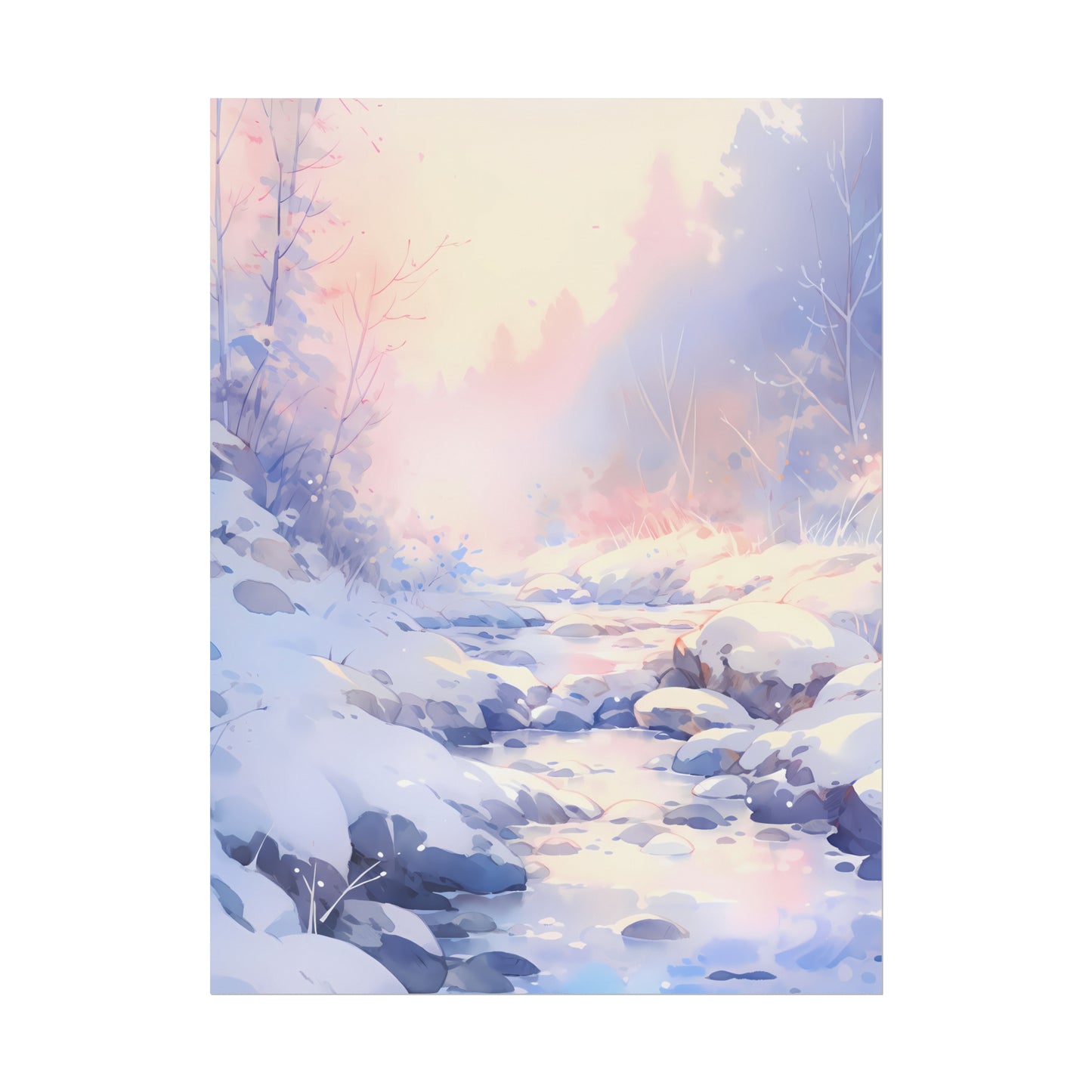 Silent Snowscape - Winter Anime Watercolor Poster
