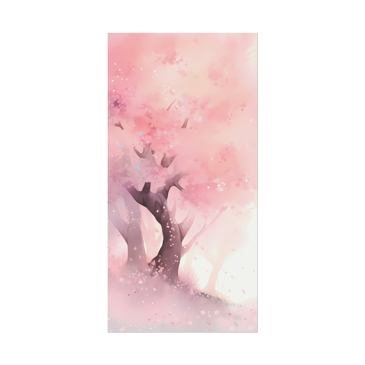 Cherry Blossom Hillside - Anime Watercolor Poster