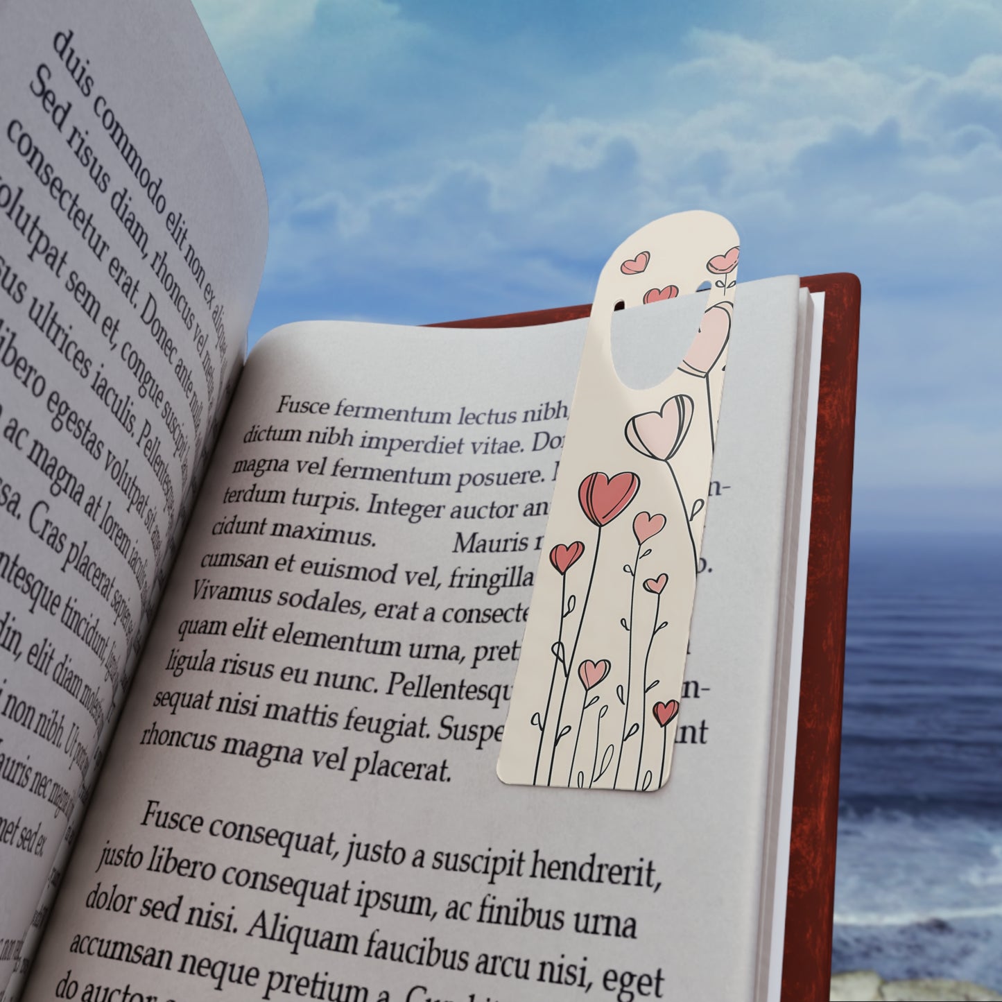 Heart Flowers - Cute Metal Bookmark