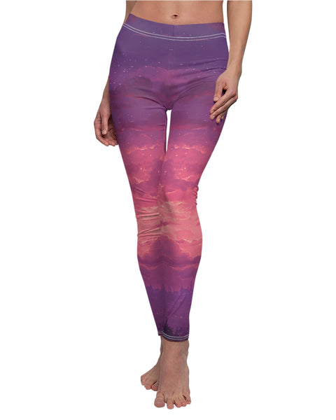 Purple and pink gradient leggings on a white background