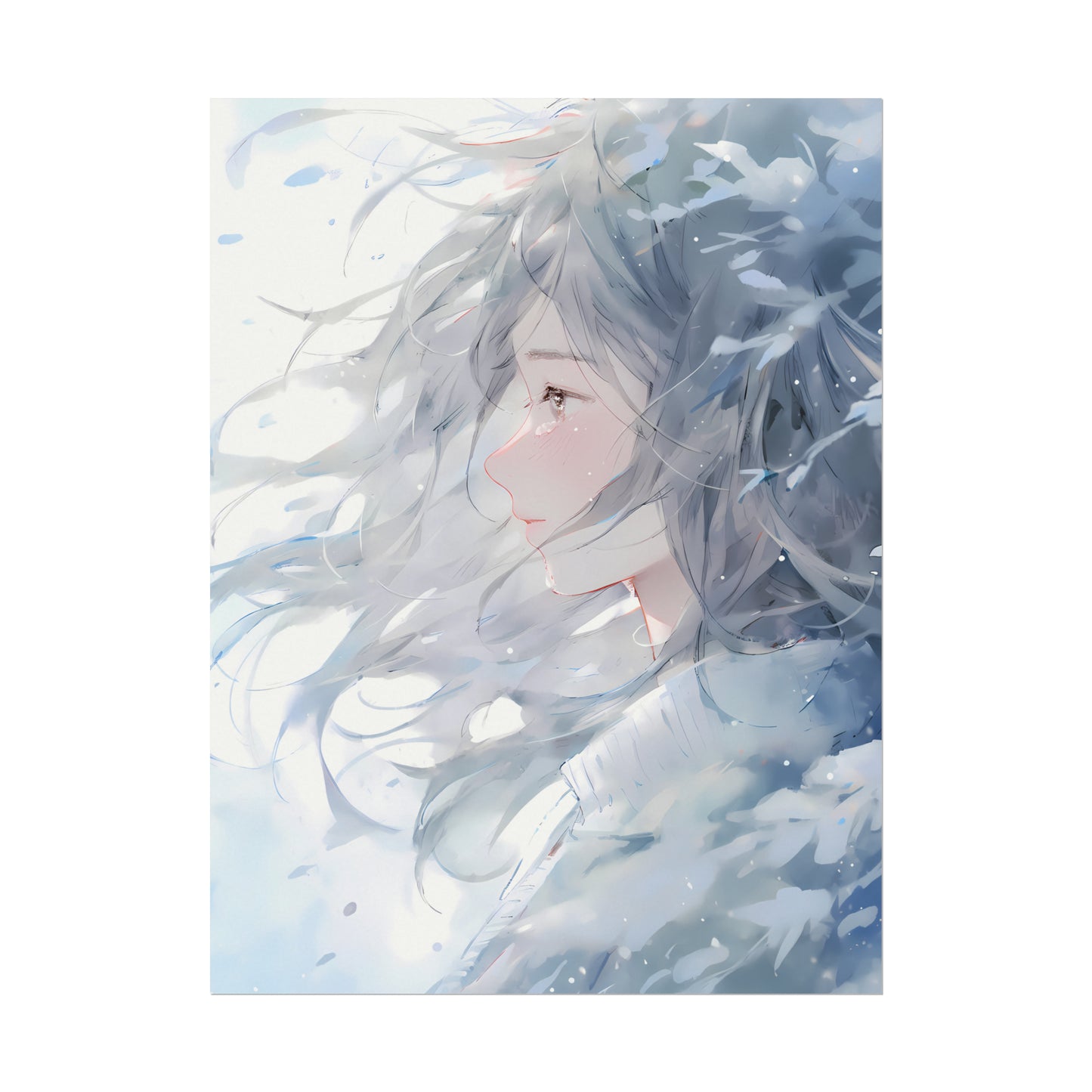 Fade Into Winter - Anime Watercolor Poster