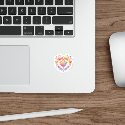 Heart Circle Prism Die-Cut Aesthetic Sticker