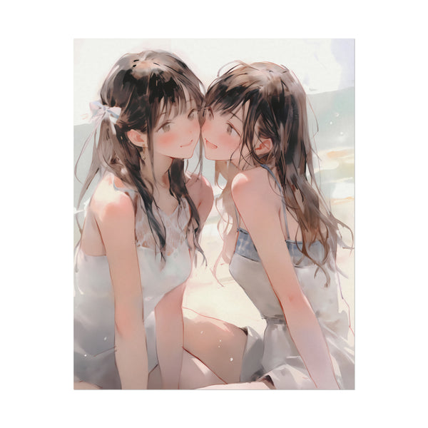 Beach Date - Watercolor Anime Girl Poster