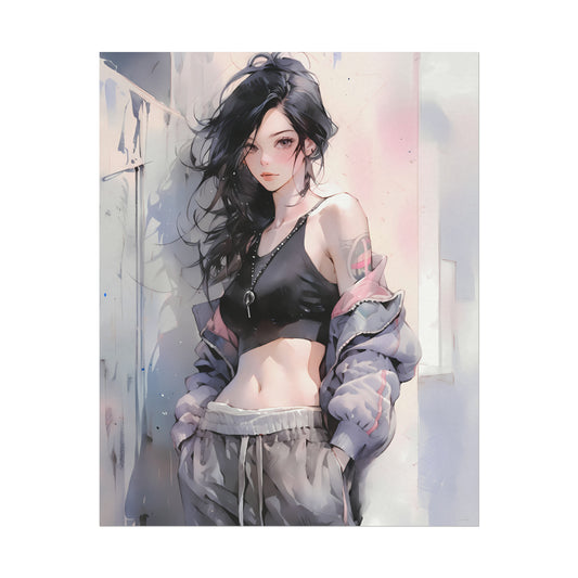 Urban Sorceress Anime Girl Watercolor Poster