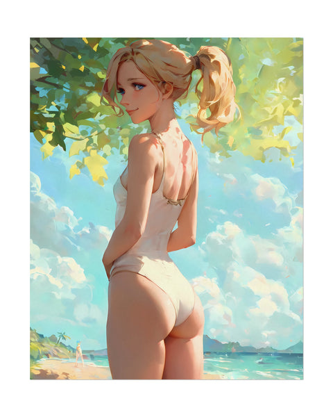 cute anime girl swimsuit poster