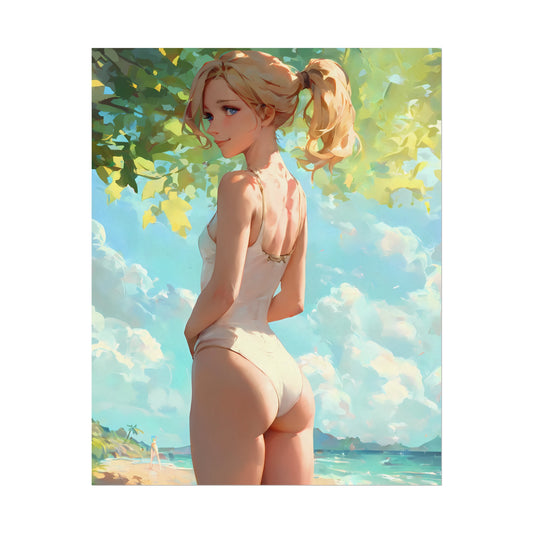 cute anime girl swimsuit poster