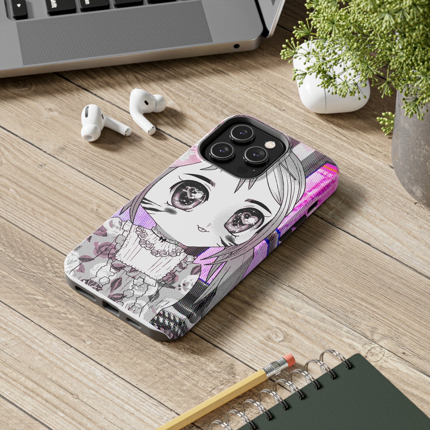 Manga Phone Case (Pink Heart Eyes)