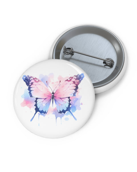 Painted Pastel Butterfly Button Pin