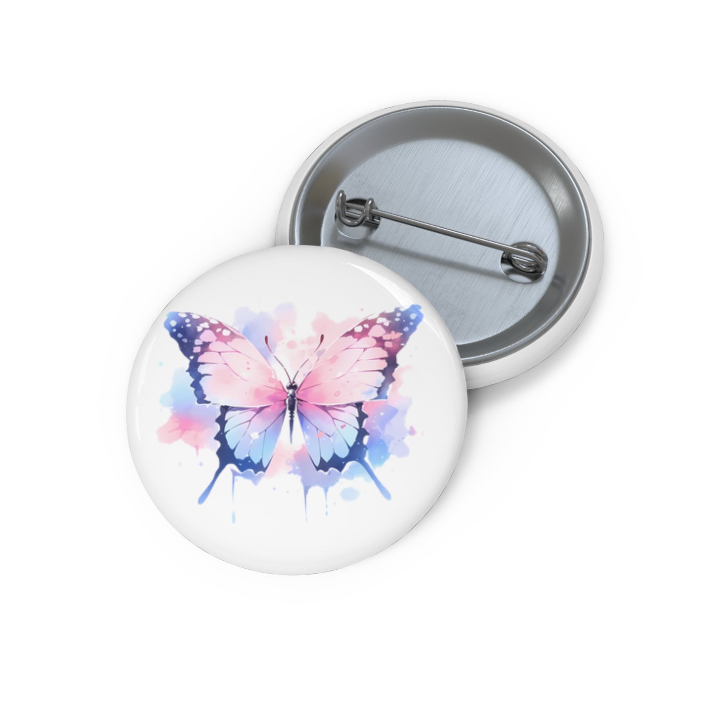 Painted Pastel Butterfly Button Pin