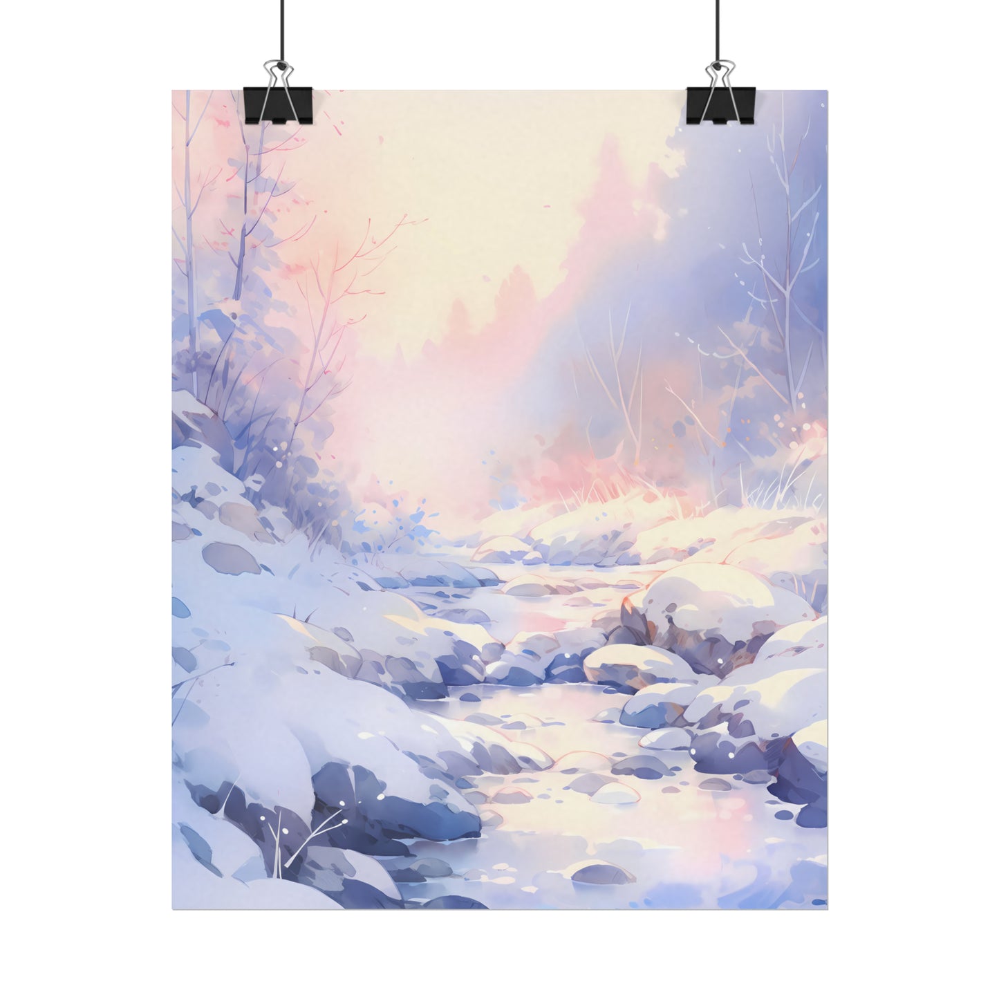 Silent Snowscape - Winter Anime Watercolor Poster
