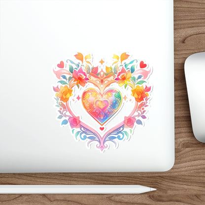 Heart Circle Prism Die-Cut Aesthetic Sticker