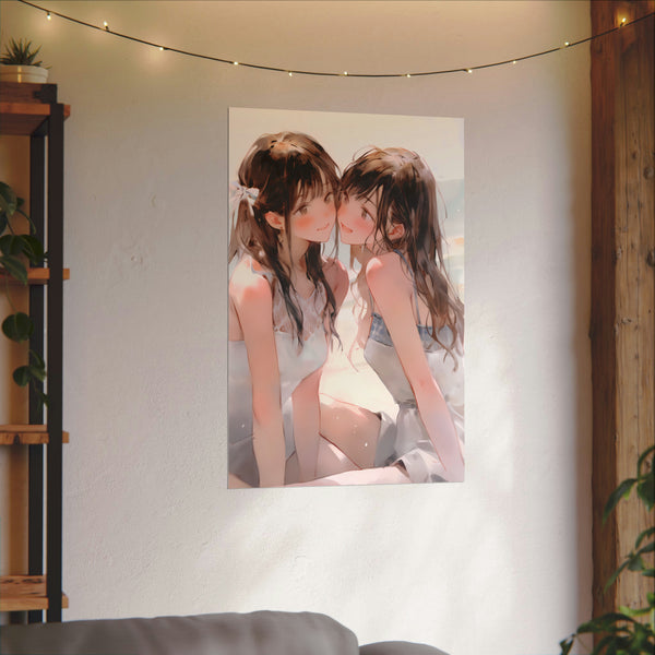 Beach Date - Watercolor Anime Girl Poster