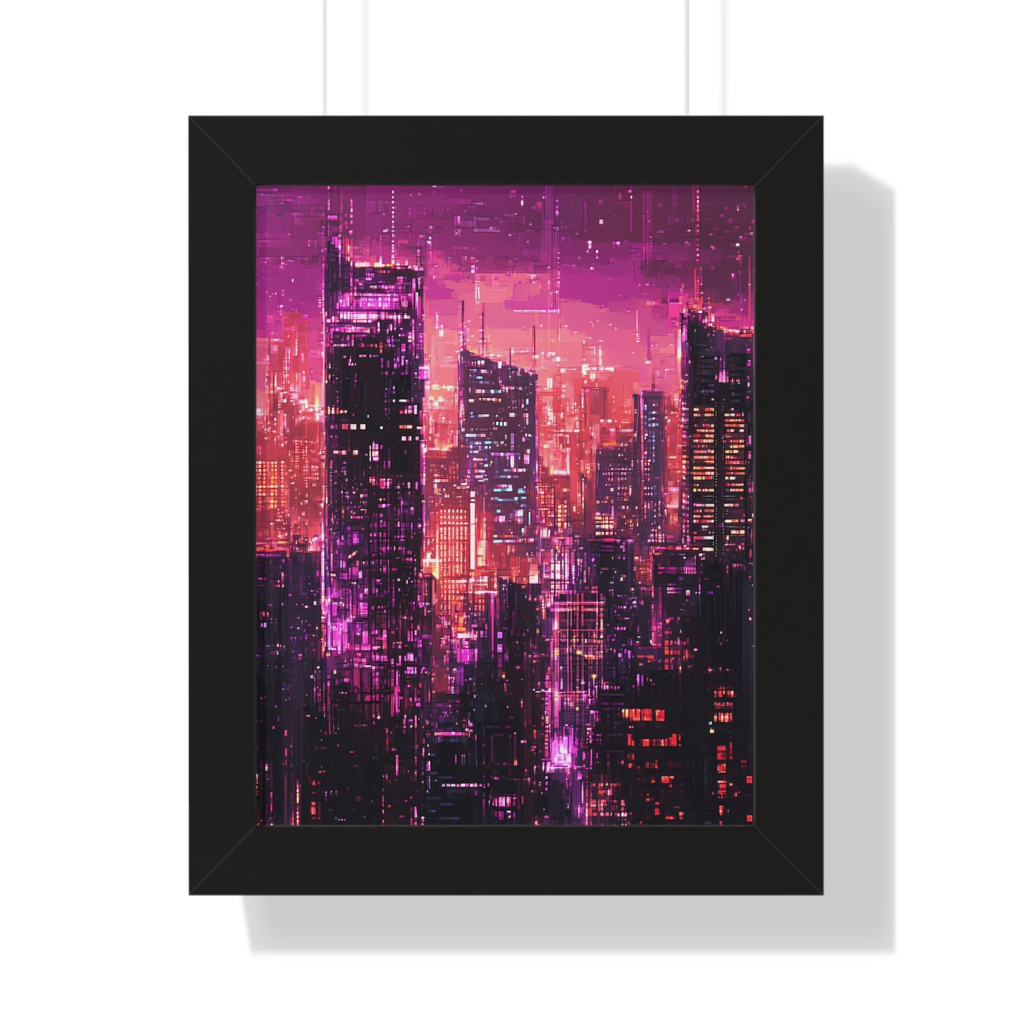 Night Rain - Framed Futuristic City Poster