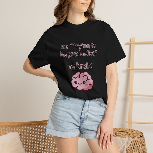 Trying to be Productive - Kawaii Brain Anime T-Shirt