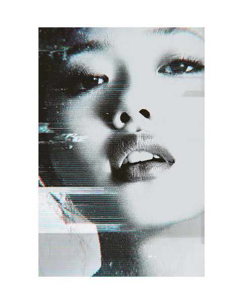 White Reflection - Glitched Fashion Model Portrait Poster