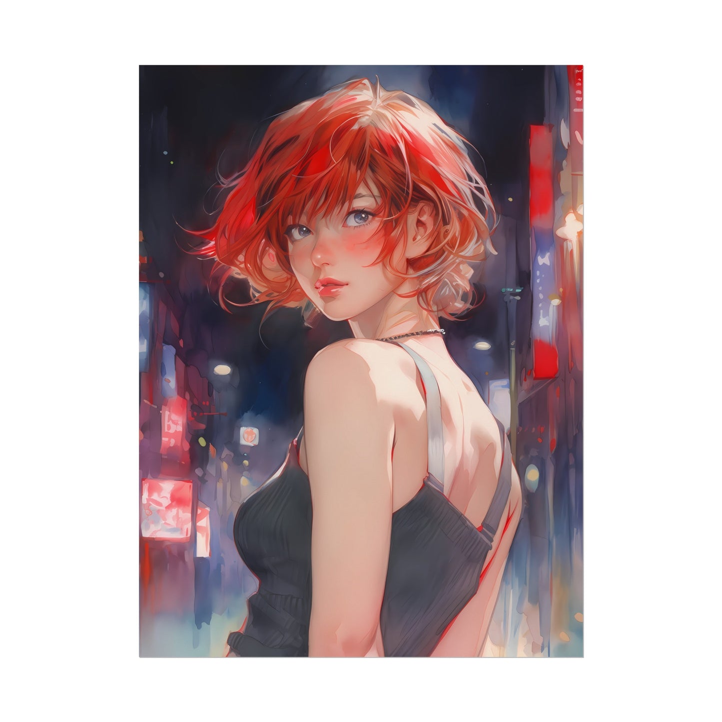 Beautiful Blaze Anime Girl Watercolor Poster