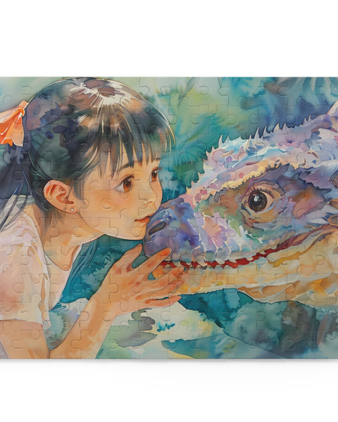 Girl with dragon jigsaw puzzle 120 pieces