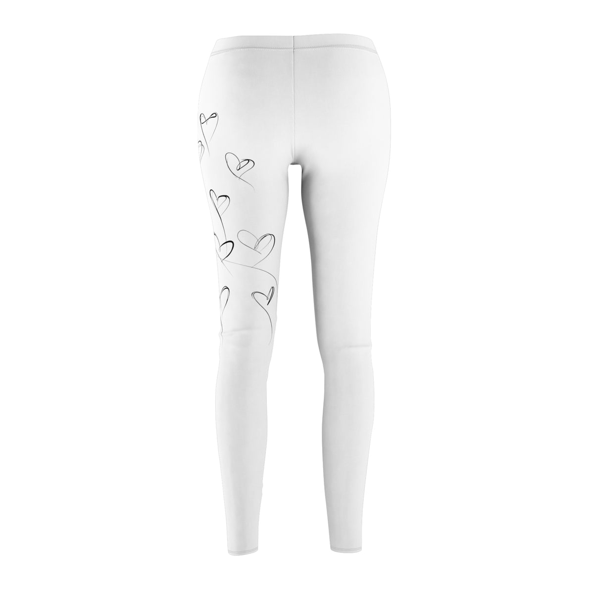 Sketchbook Hearts - Cute White Leggings