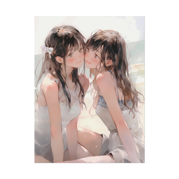 Beach Date - Watercolor Anime Girl Poster