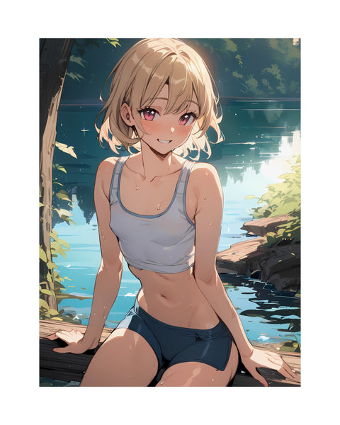 Summer Crush by the Lake - Anime Girl Poster