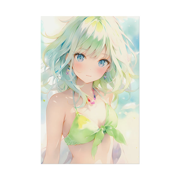 Sea Emerald - Anime Girl Watercolor Poster