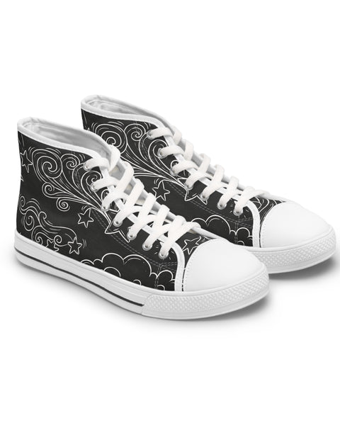 Night Sky Scribbles - Cute High-Top Sneakers