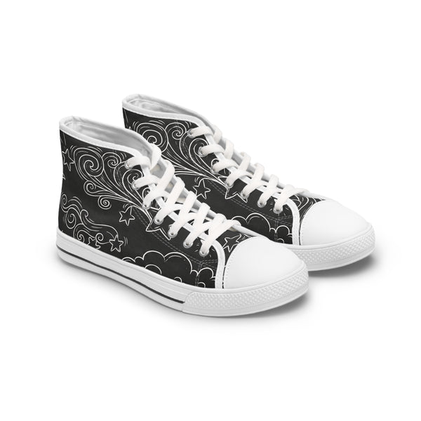 Night Sky Scribbles - Cute High-Top Sneakers