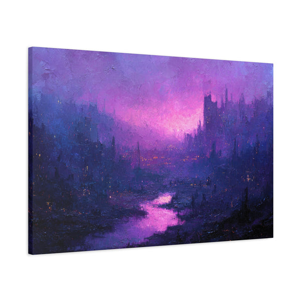 Violet City - Textured Fantasy Wall Art