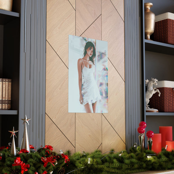 Cradled in Digital World - Dreamy Glitch Pinup Poster